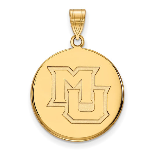 14K Yellow Gold Logoart Marquette University M U Large Disc Pendant