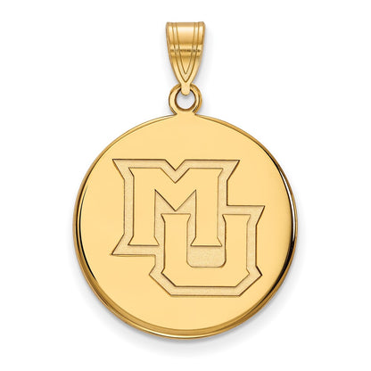 10K Yellow Gold Logoart Marquette University M U Large Disc Pendant