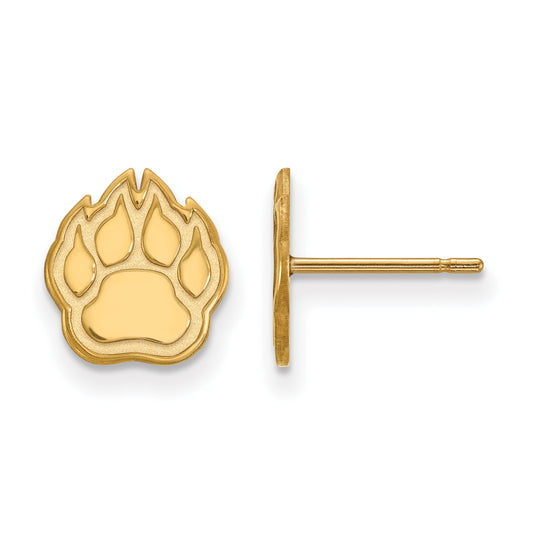 Gold Plated Sterling Silver Logoart Northern Illinois University Paw Extra Small Post Earrings