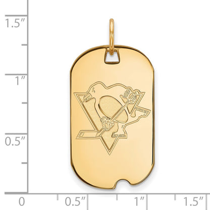 14K Yellow Gold Nhl Logoart Pittsburgh Penguins Small Dog Tag Pendant