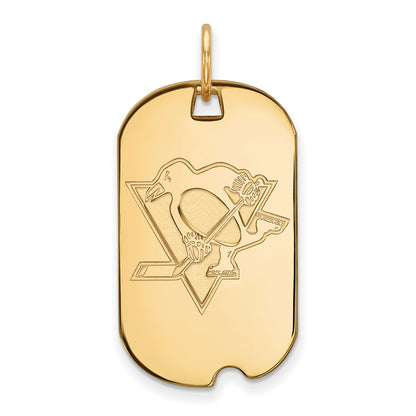 Gold Plated Sterling Silver Nhl Logoart Pittsburgh Penguins Small Dog Tag Pendant