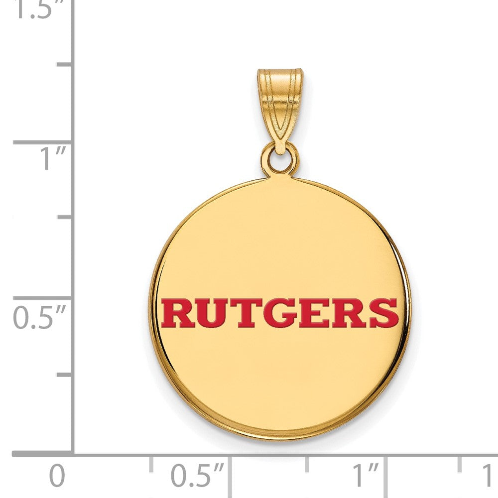Gold Plated Sterling Silver Logoart Rutgers University Large Enameled Disc Pendant