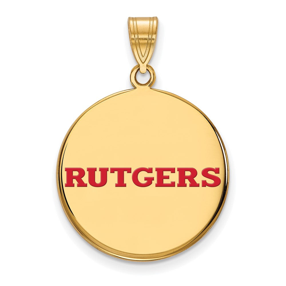 Gold Plated Sterling Silver Logoart Rutgers University Large Enameled Disc Pendant