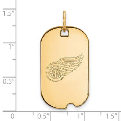 14K Yellow Gold Nhl Logoart Detroit Red Wings Small Dog Tag Pendant