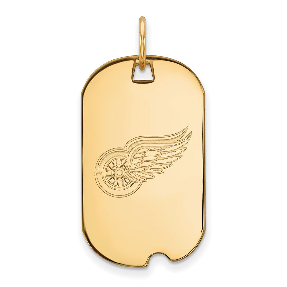 Gold Plated Sterling Silver Nhl Logoart Detroit Red Wings Small Dog Tag Pendant