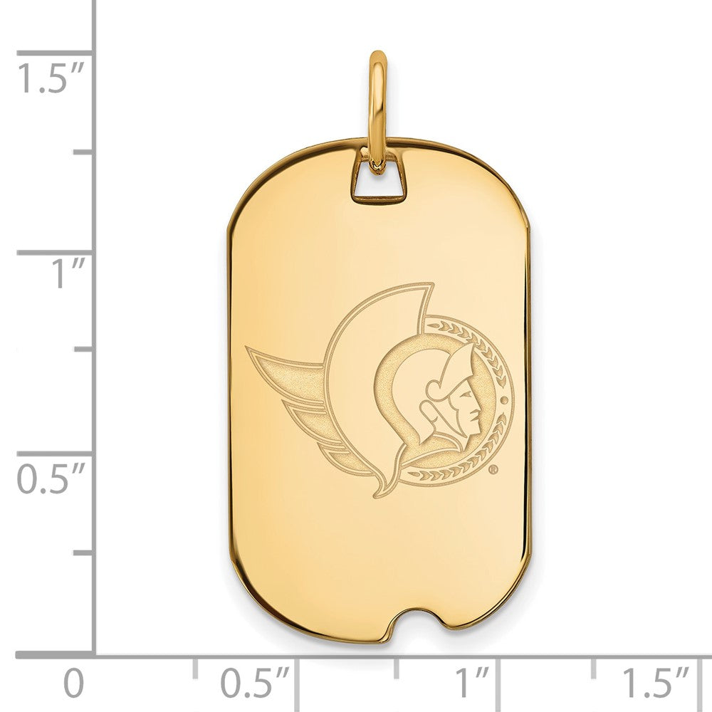 Gold Plated Sterling Silver Nhl Logoart Ottawa Senators Small Dog Tag Pendant