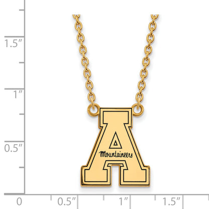 Gold Plated Sterling Silver Logoart Appalachian State University Enameled Large Pendant 18 Inch Necklace