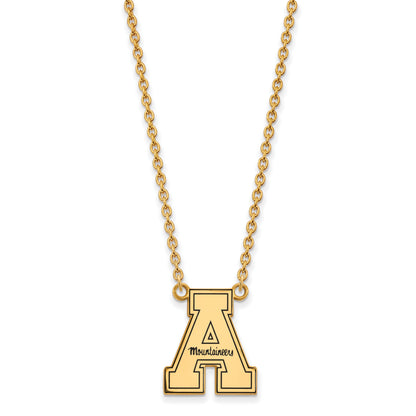 Gold Plated Sterling Silver Logoart Appalachian State University Enameled Large Pendant 18 Inch Necklace