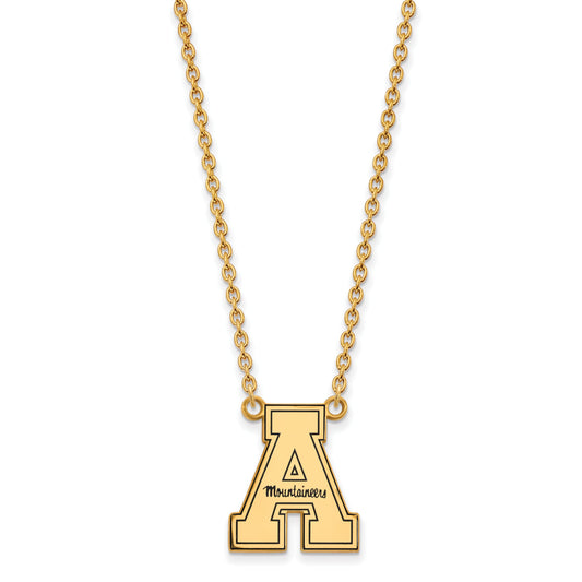 Gold Plated Sterling Silver Logoart Appalachian State University Enameled Large Pendant 18 Inch Necklace