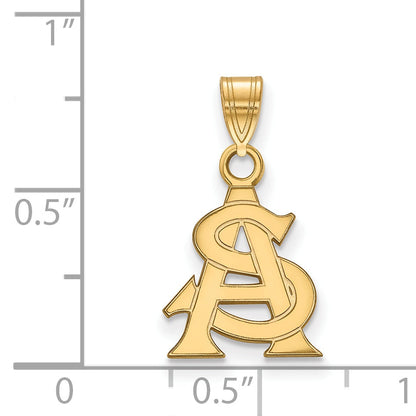 Gold Plated Sterling Silver Logoart Arizona State University A S Small Pendant
