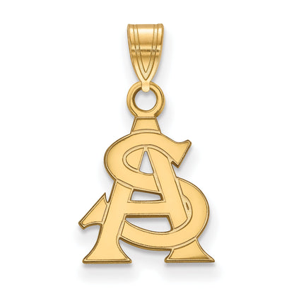Gold Plated Sterling Silver Logoart Arizona State University A S Small Pendant