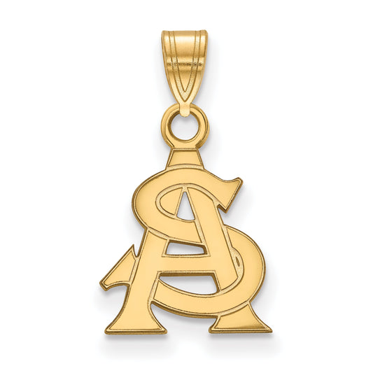 Gold Plated Sterling Silver Logoart Arizona State University A S Small Pendant