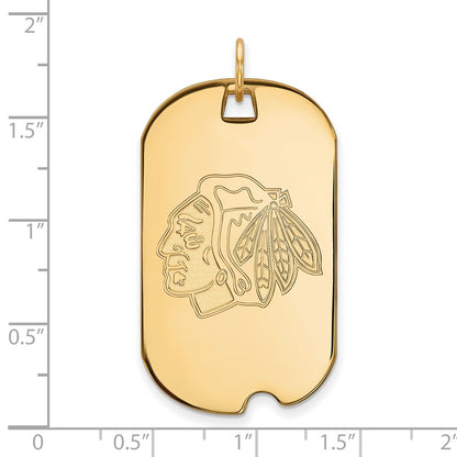 10K Yellow Gold Nhl Logoart Chicago Blackhawks Large Dog Tag Pendant