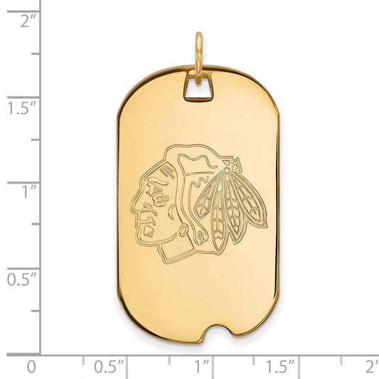 14K Yellow Gold Nhl Logoart Chicago Blackhawks Large Dog Tag Pendant
