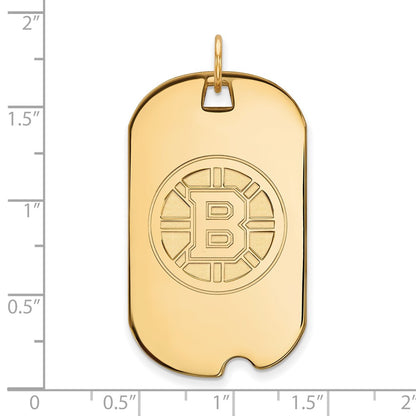 10K Yellow Gold Nhl Logoart Boston Bruins Large Dog Tag Pendant
