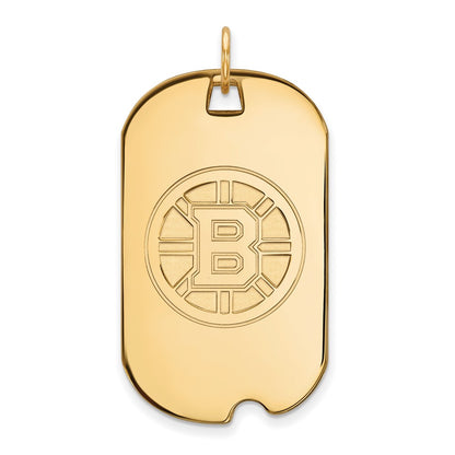 14K Yellow Gold Nhl Logoart Boston Bruins Large Dog Tag Pendant