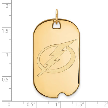 10K Yellow Gold Nhl Logoart Tampa Bay Lightning Large Dog Tag Pendant