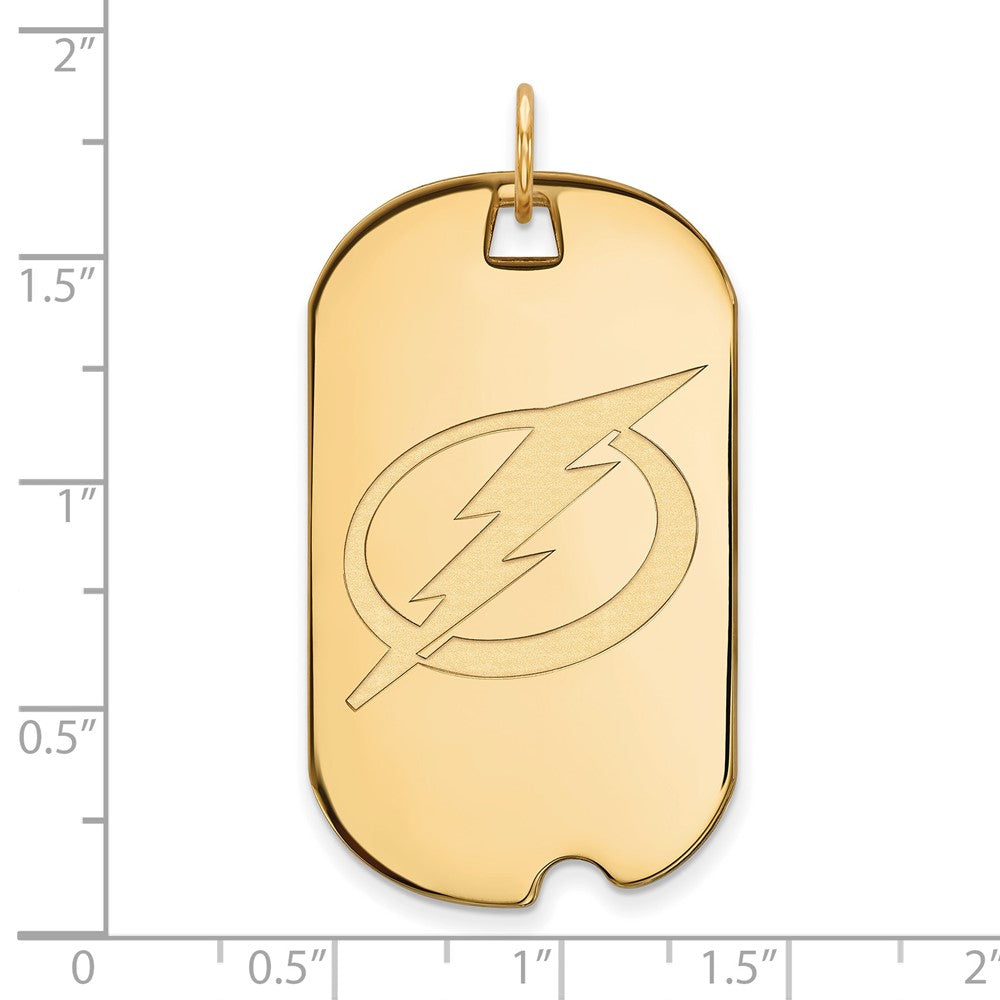 Gold Plated Sterling Silver Nhl Logoart Tampa Bay Lightning Large Dog Tag Pendant