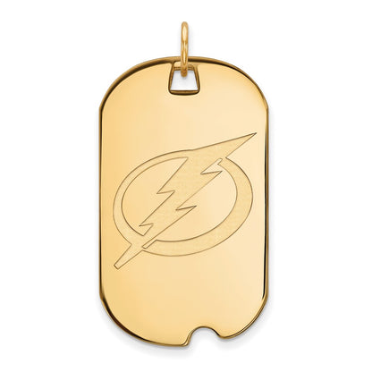 Gold Plated Sterling Silver Nhl Logoart Tampa Bay Lightning Large Dog Tag Pendant