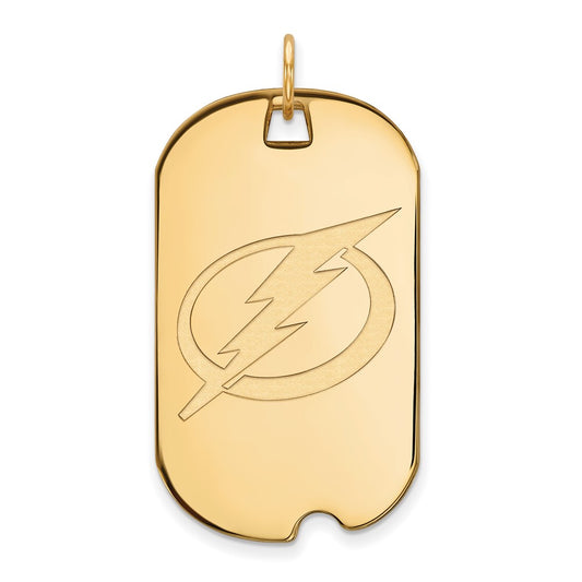 Gold Plated Sterling Silver Nhl Logoart Tampa Bay Lightning Large Dog Tag Pendant