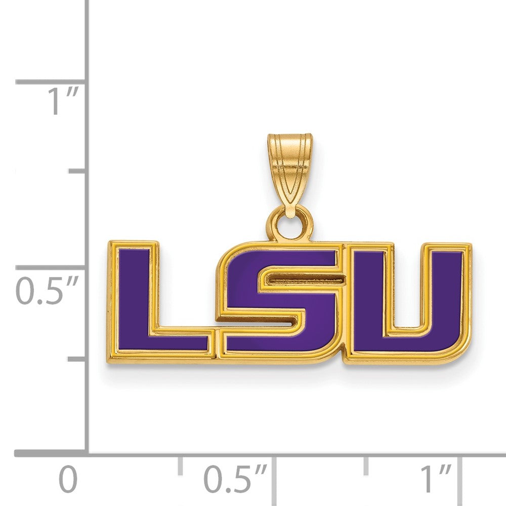 Gold Plated Sterling Silver Logoart Louisiana State University L S U Small Enameled Pendant