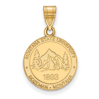 Gold Plated Sterling Silver Logoart Montana State University Medium Crest Pendant