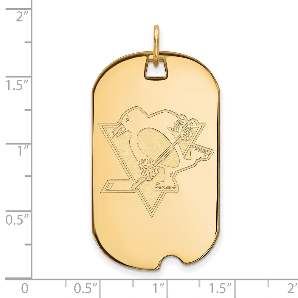Gold Plated Sterling Silver Nhl Logoart Pittsburgh Penguins Large Dog Tag Pendant