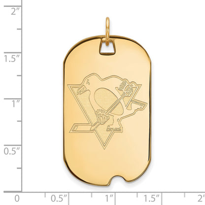 Gold Plated Sterling Silver Nhl Logoart Pittsburgh Penguins Large Dog Tag Pendant