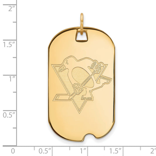 14K Yellow Gold Nhl Logoart Pittsburgh Penguins Large Dog Tag Pendant