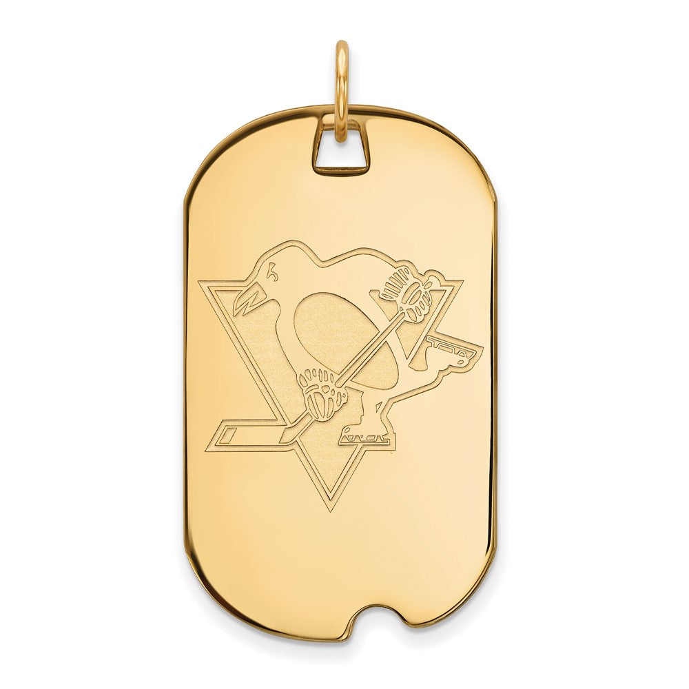 10K Yellow Gold Nhl Logoart Pittsburgh Penguins Large Dog Tag Pendant