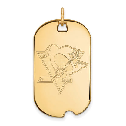 10K Yellow Gold Nhl Logoart Pittsburgh Penguins Large Dog Tag Pendant