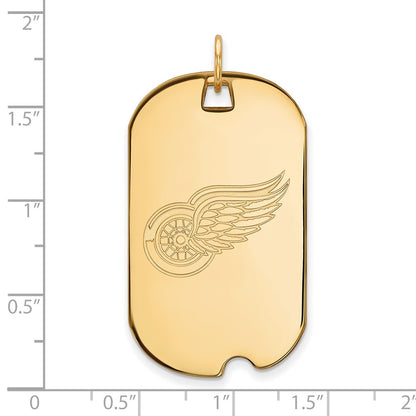 14K Yellow Gold Nhl Logoart Detroit Red Wings Large Dog Tag Pendant