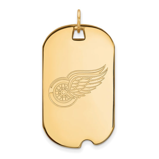 10K Yellow Gold Nhl Logoart Detroit Red Wings Large Dog Tag Pendant