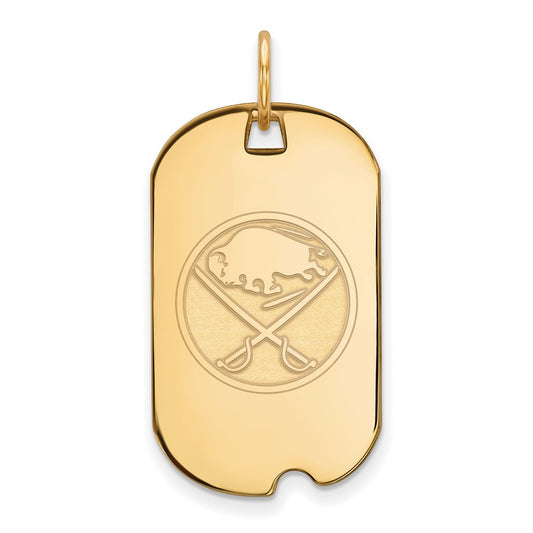 Gold Plated Sterling Silver Nhl Logoart Buffalo Sabres Small Dog Tag Pendant