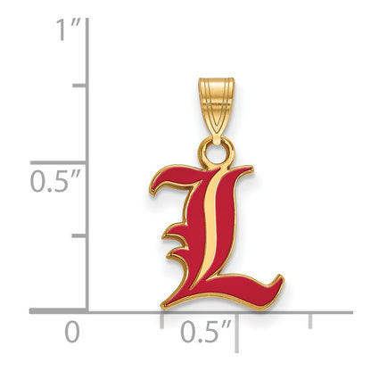 Gold Plated Sterling Silver Logoart University Of Louisville Letter L Small Enameled Pendant