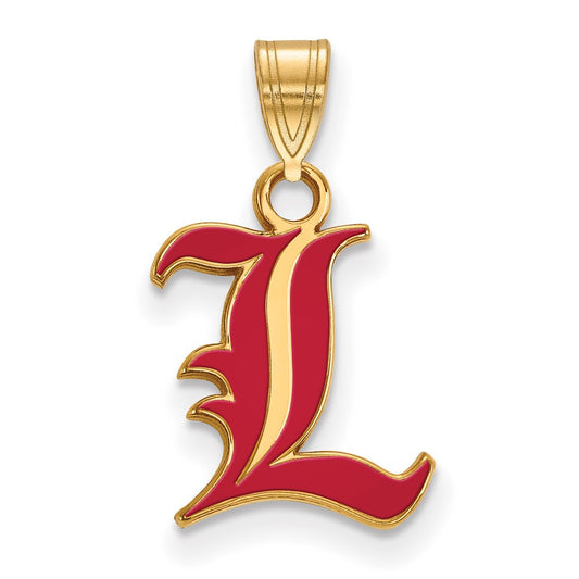 Gold Plated Sterling Silver Logoart University Of Louisville Letter L Small Enameled Pendant