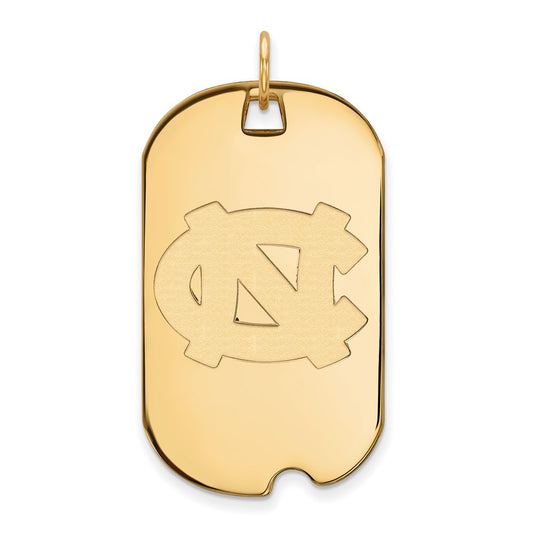 14K Yellow Gold Logoart University Of North Carolina N C Large Dog Tag Pendant