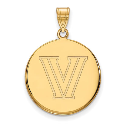 14K Yellow Gold Logoart Villanova University Letter V Large Disc Pendant