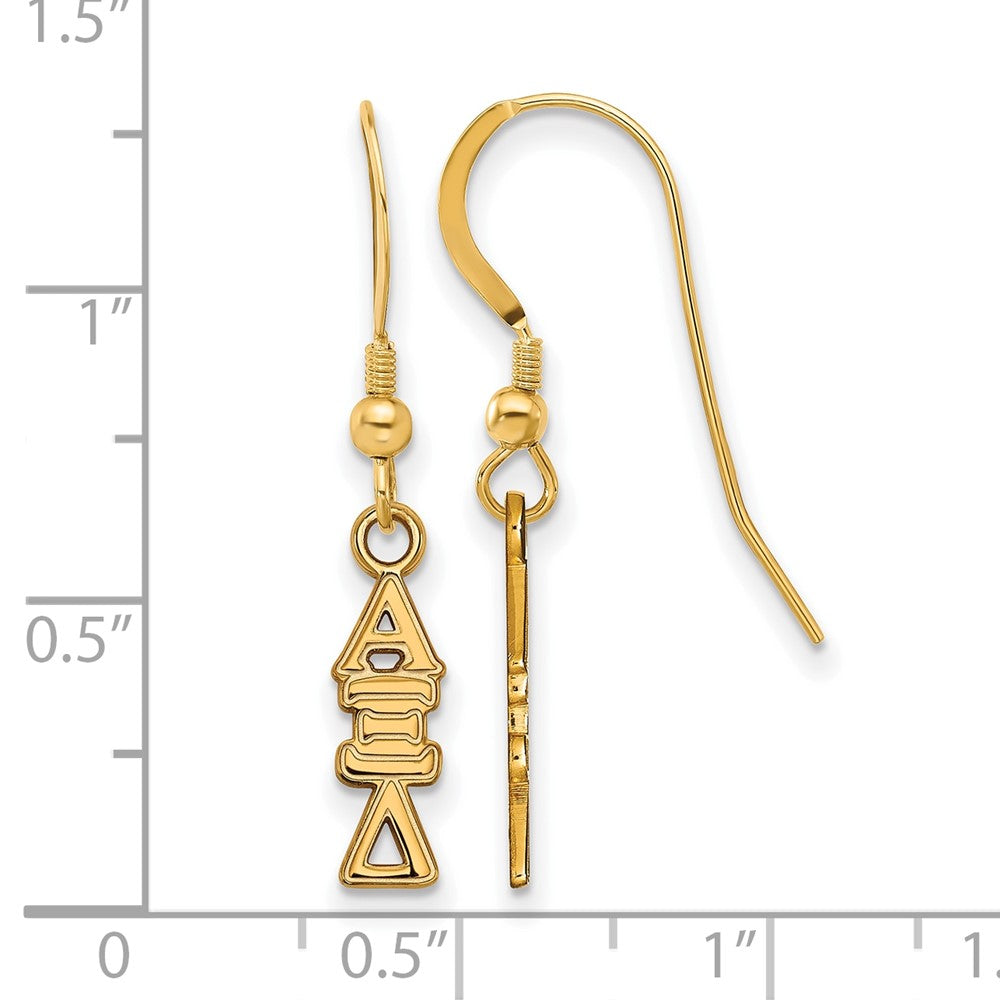 Gold Plated Sterling Silver Logoart Alpha Xi Delta Sorority Greek Letters Small Dangle Wire Earrings