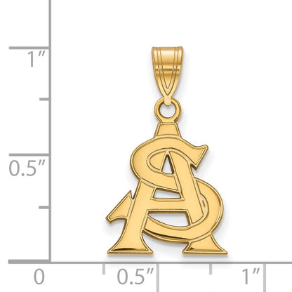 Gold Plated Sterling Silver Logoart Arizona State University A S Medium Pendant