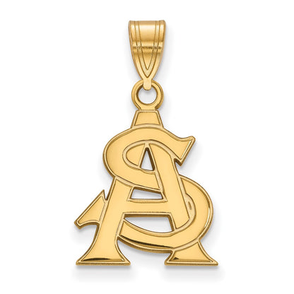 Gold Plated Sterling Silver Logoart Arizona State University A S Medium Pendant