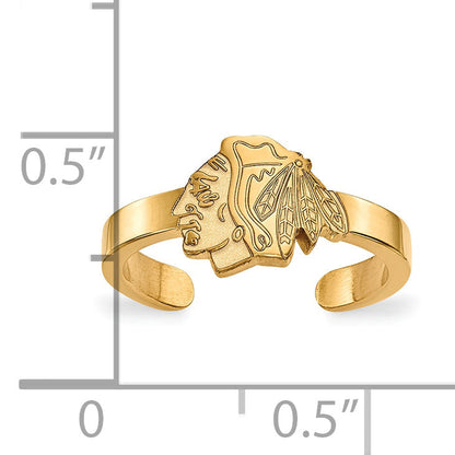 Gold Plated Sterling Silver Nhl Logoart Chicago Blackhawks Toe Ring