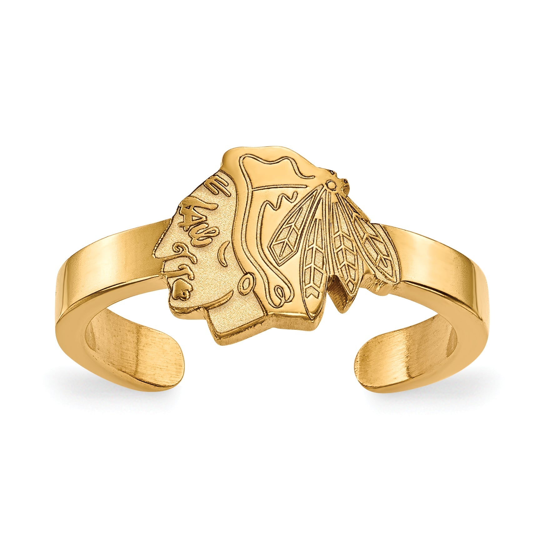 Gold Plated Sterling Silver Nhl Logoart Chicago Blackhawks Toe Ring