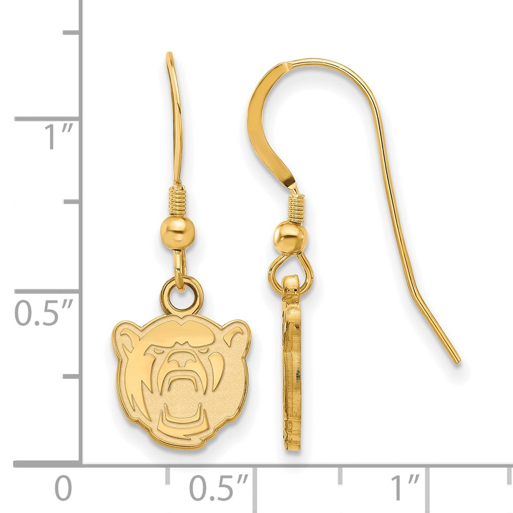 Gold Plated Sterling Silver Logoart Baylor University Extra Small Dangle Wire Earrings