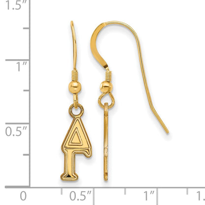 Gold Plated Sterling Silver Logoart Delta Gamma Extra Sorority Greek Letters Small Dangle Wire Earrings