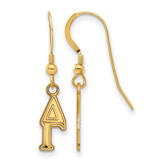 Gold Plated Sterling Silver Logoart Delta Gamma Extra Sorority Greek Letters Small Dangle Wire Earrings