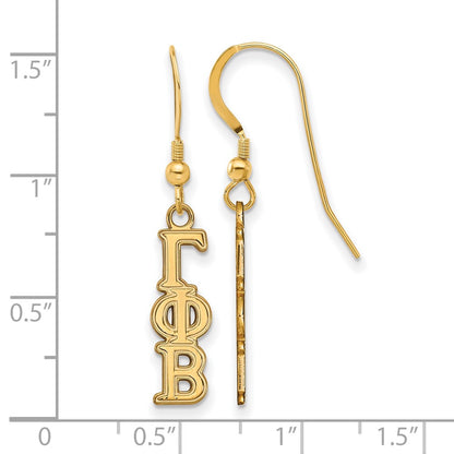 Gold Plated Sterling Silver Logoart Gamma Phi Beta Extra Sorority Greek Letters Small Dangle Wire Earrings