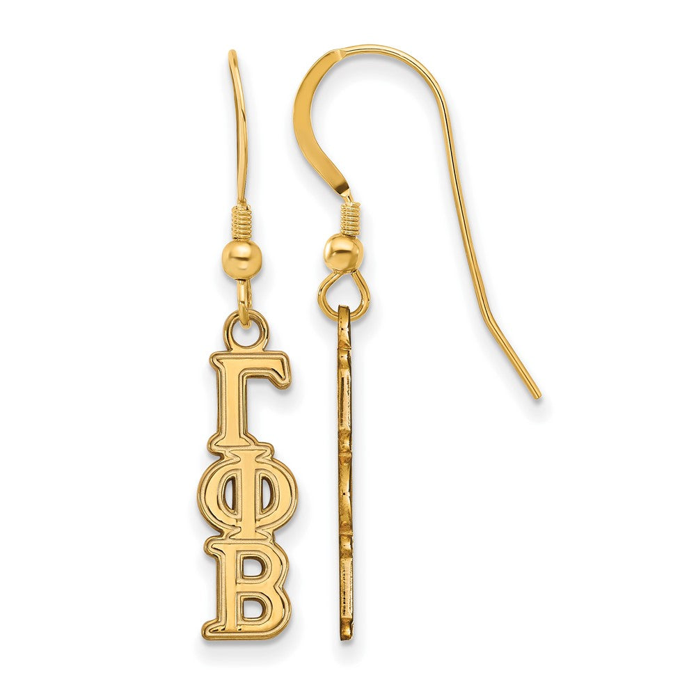 Gold Plated Sterling Silver Logoart Gamma Phi Beta Extra Sorority Greek Letters Small Dangle Wire Earrings