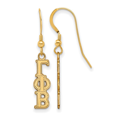 Gold Plated Sterling Silver Logoart Gamma Phi Beta Extra Sorority Greek Letters Small Dangle Wire Earrings