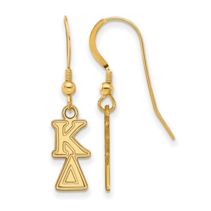 Gold Plated Sterling Silver Logoart Kappa Delta Extra Sorority Greek Letters Small Dangle Wire Earrings
